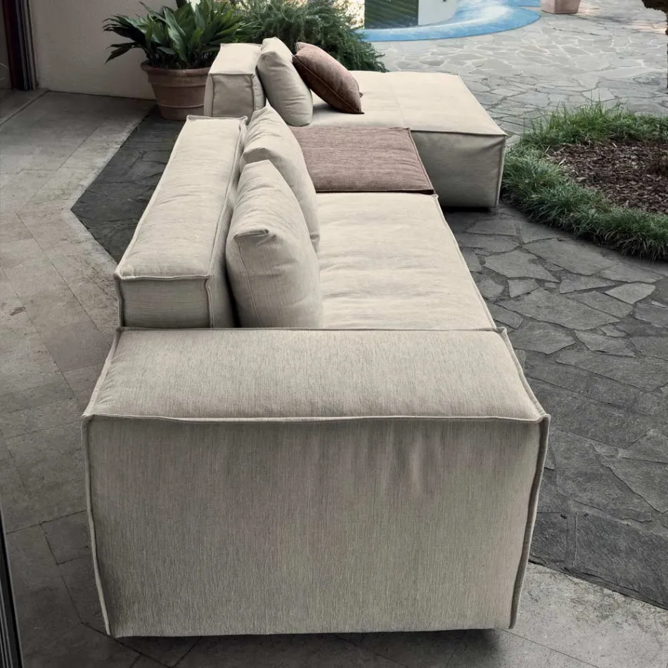 Composición de 1 Puf con Respaldo, 1 Puf y 1 Península - Bizarre Viadurini