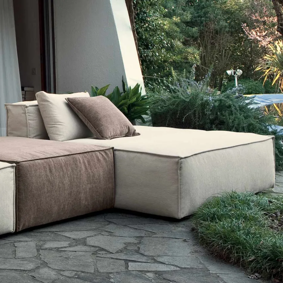 Composición de 1 Puf con Respaldo, 1 Puf y 1 Península - Bizarre Viadurini