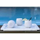 Composición de 2 vasos en mármol blanco de Carrara Made in Italy - Dolla Viadurini