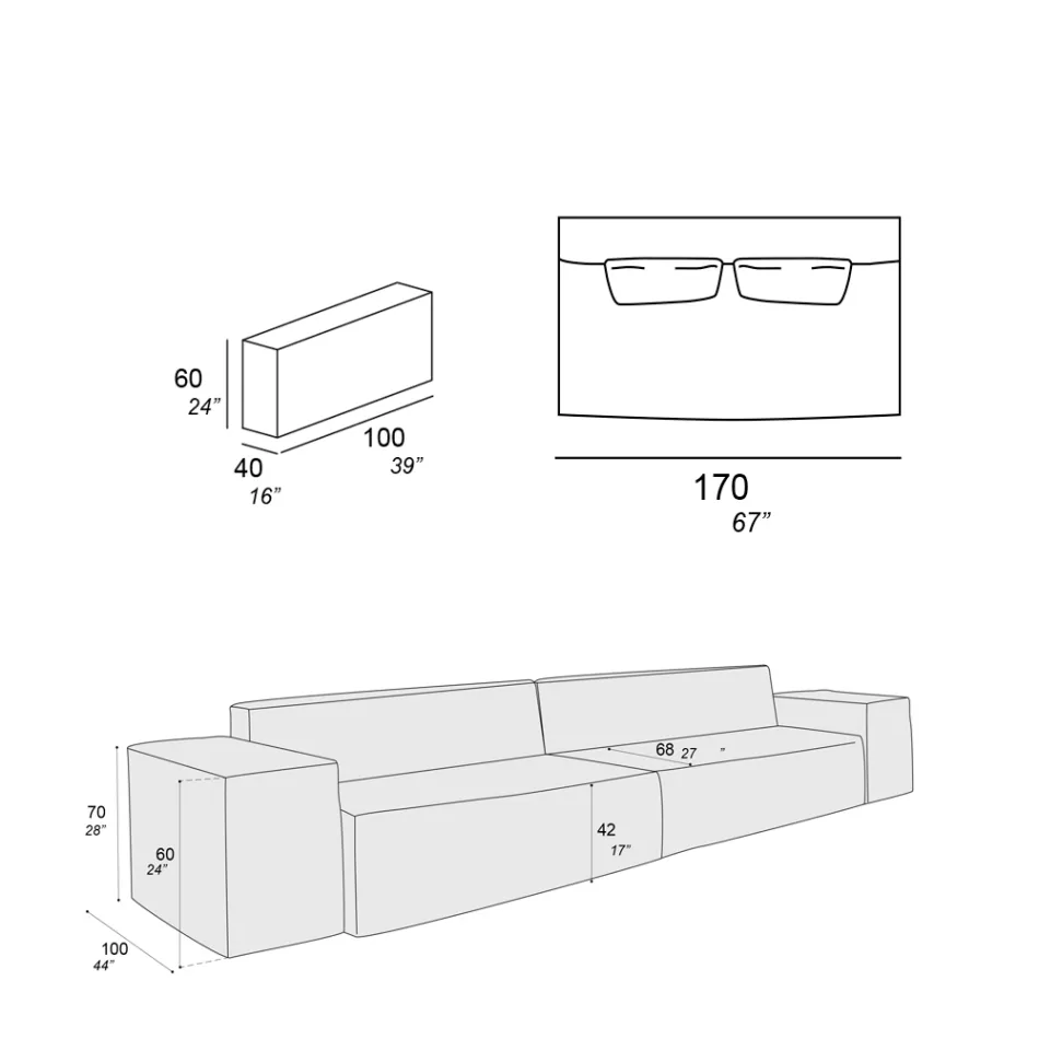 Composición de 2 sofás con respaldo y 2 reposabrazos - Bizarre Viadurini
