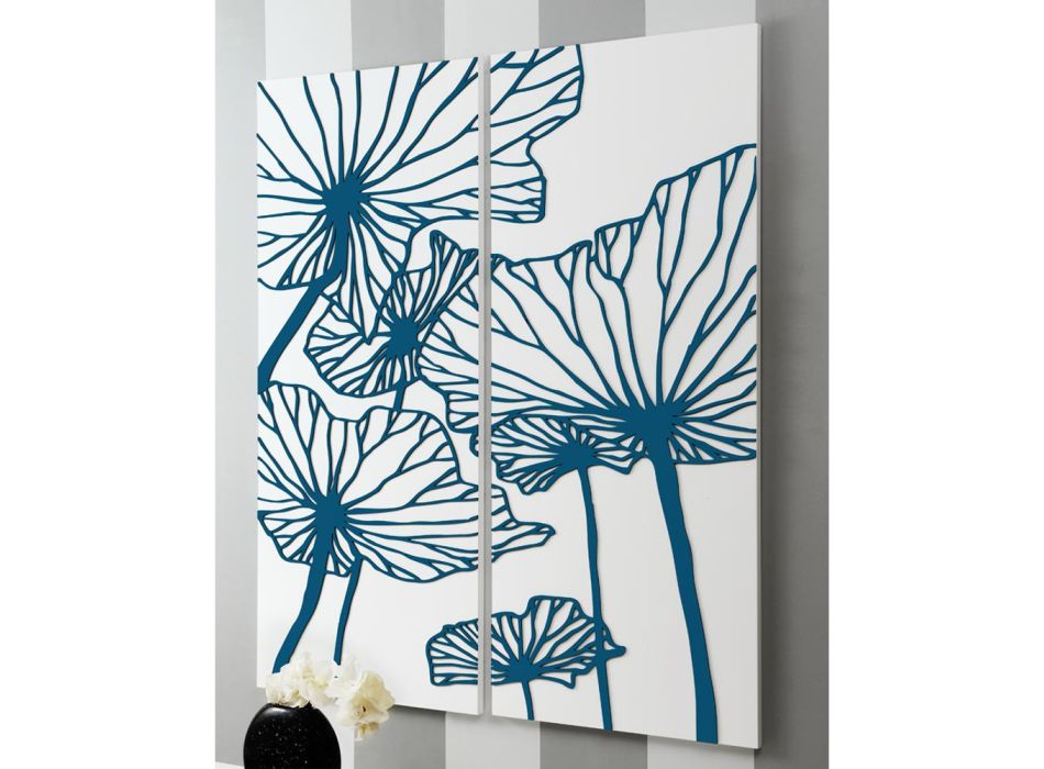 Composición de 2 paneles que representan flores Made in Italy - Sheryl Viadurini