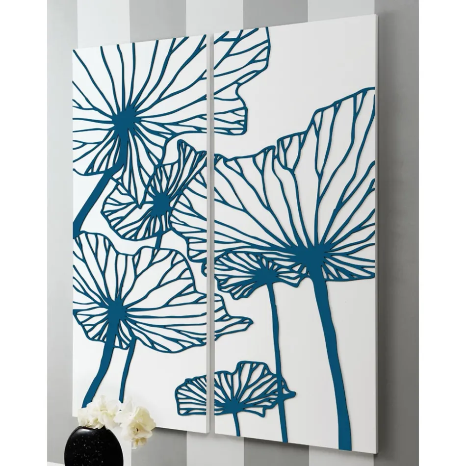 Composición de 2 paneles que representan flores Made in Italy - Sheryl Viadurini