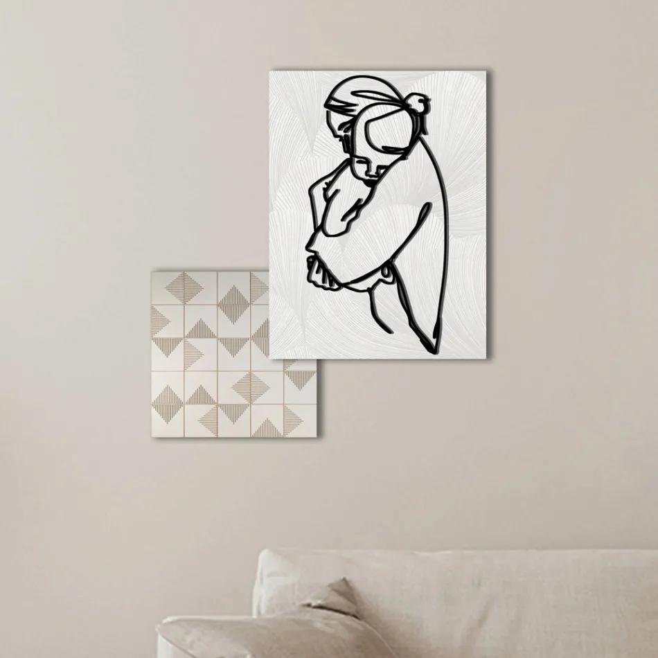 Composición de 2 Paneles con Estilización de un Abrazo Made in Italy - Kyoko Viadurini