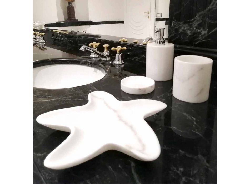 Composición de 3 accesorios de baño en mármol pulido Made in Italy - Trevio Viadurini