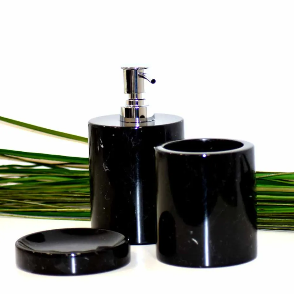 Composición de 3 accesorios de baño en mármol pulido Made in Italy - Trevio Viadurini