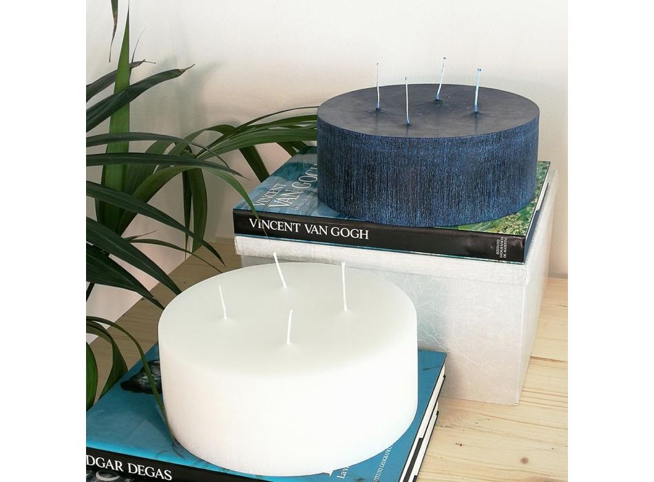Composición de 3 velas de cera redondas modernas Made in Italy - Candie Viadurini