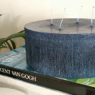 Composición de 3 velas de cera redondas modernas Made in Italy - Candie Viadurini