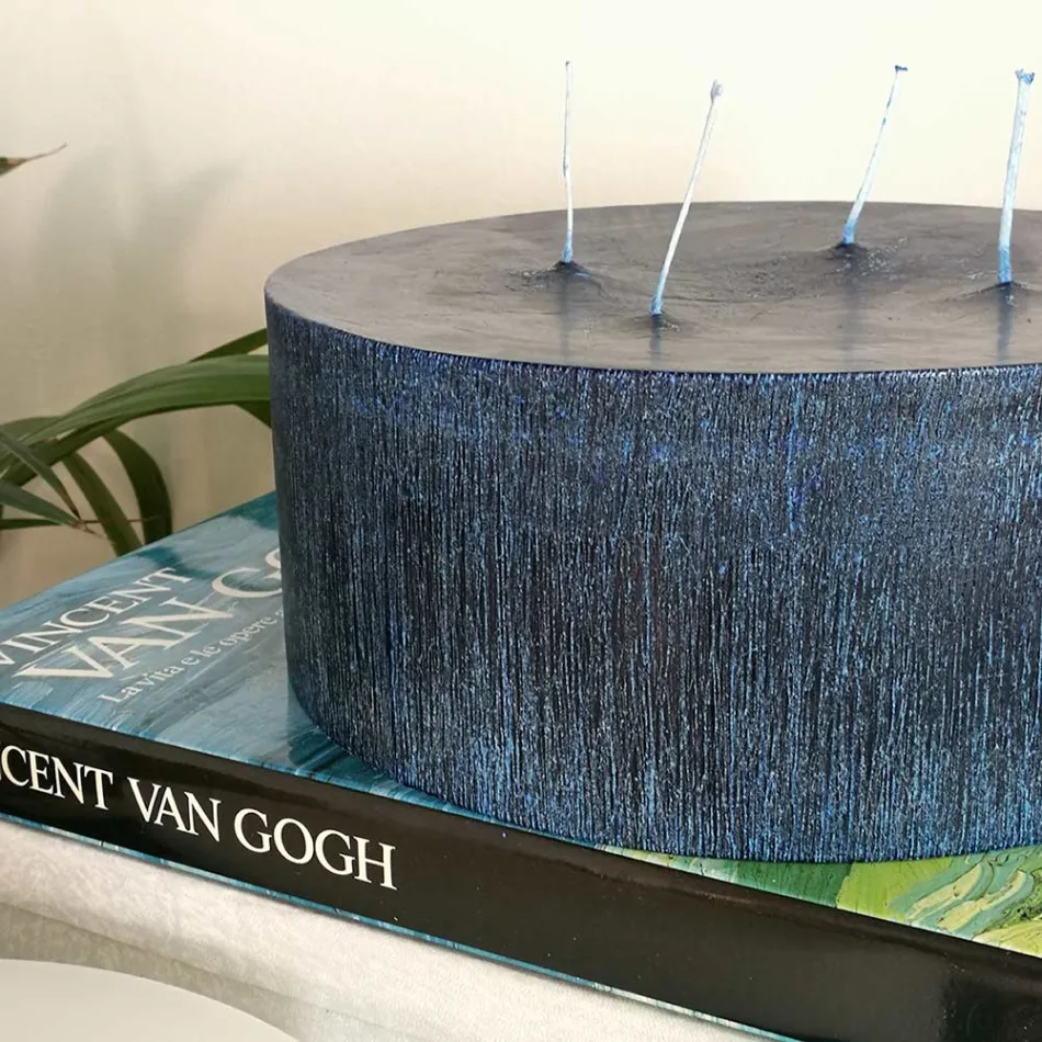 Composición de 3 velas de cera redondas modernas Made in Italy - Candie Viadurini