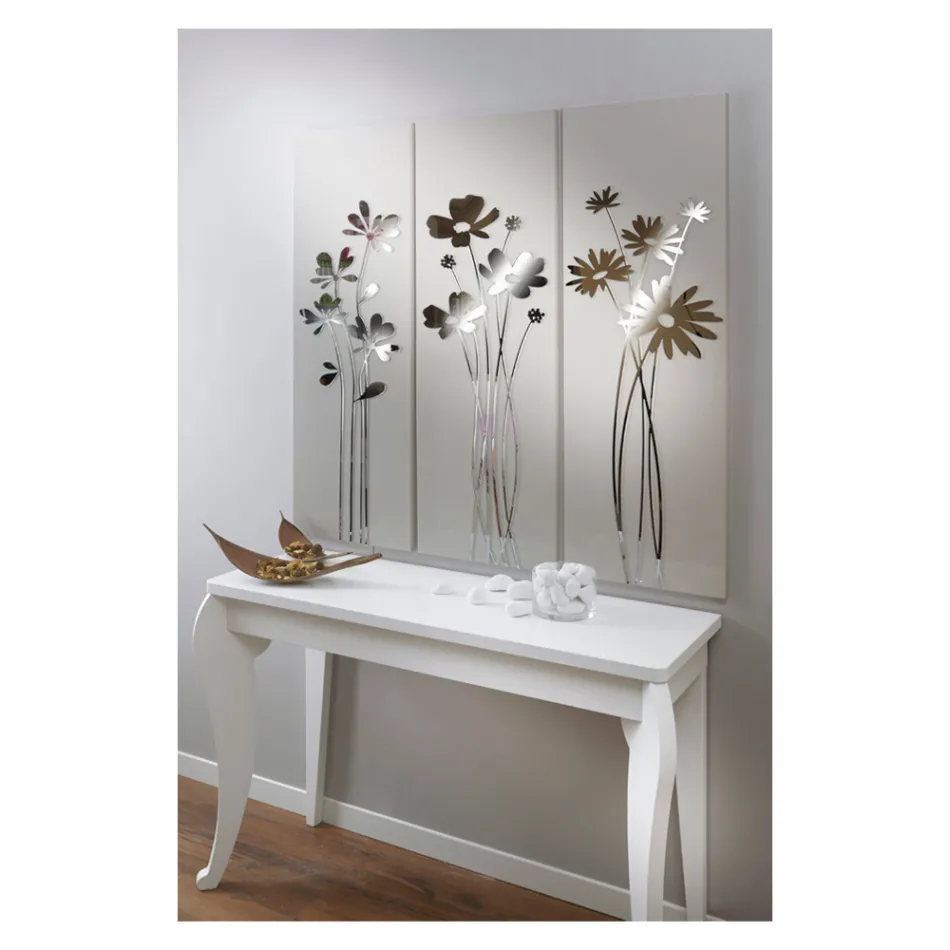 Composición de 3 paneles que representan 3 ramos de flores Made in Italy - Colleen Viadurini