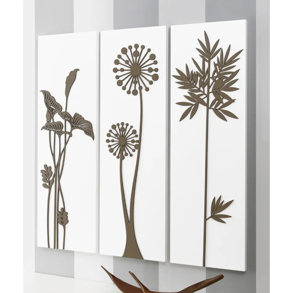 Composición de 3 Paneles con Rociadores y Hojas Made in Italy - Eduardo Viadurini