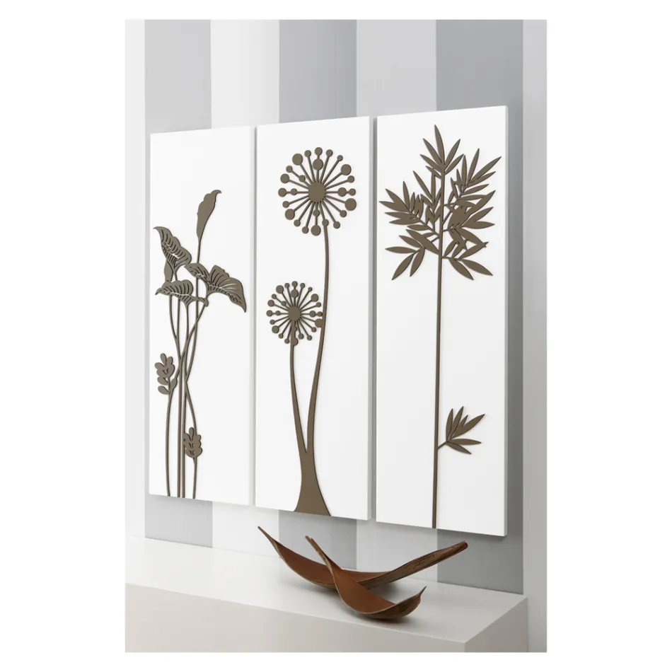 Composición de 3 Paneles con Rociadores y Hojas Made in Italy - Eduardo Viadurini