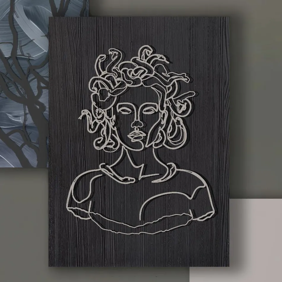 Composición de 3 Paneles con la Estilización de Medusa Made in Italy - Ichika Viadurini