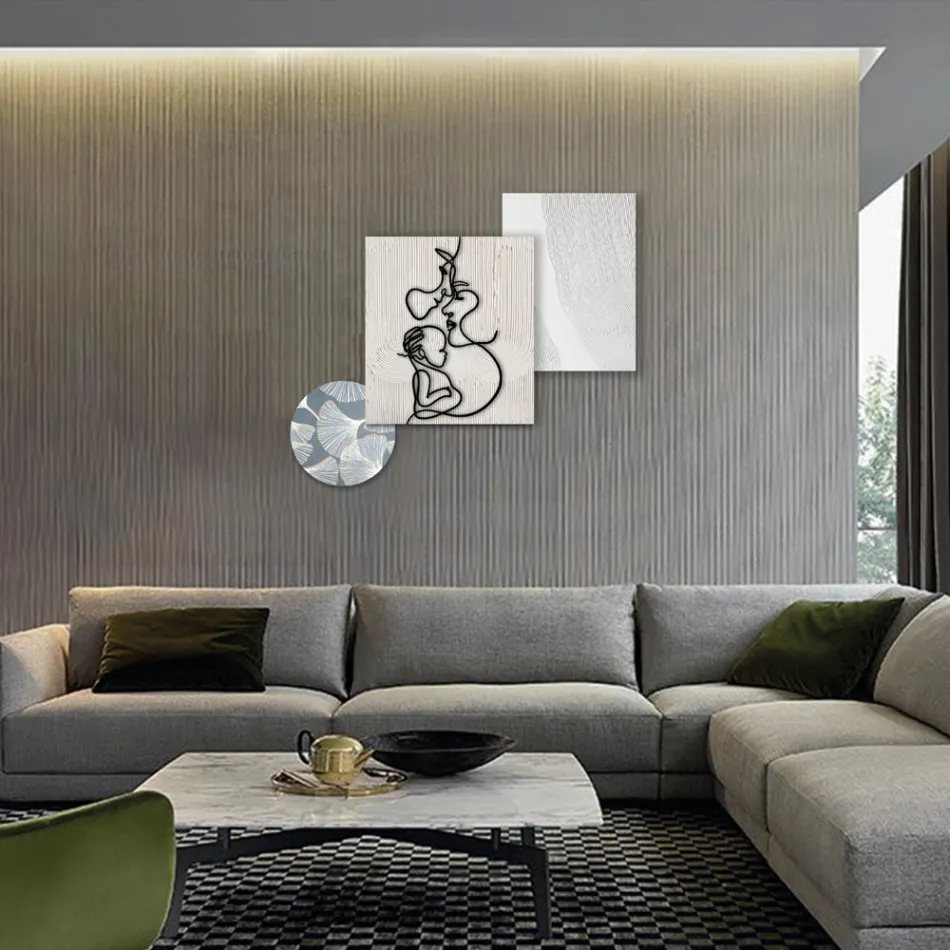 Composición de 3 Paneles con Estilización de Amor Made in Italy - Keina Viadurini