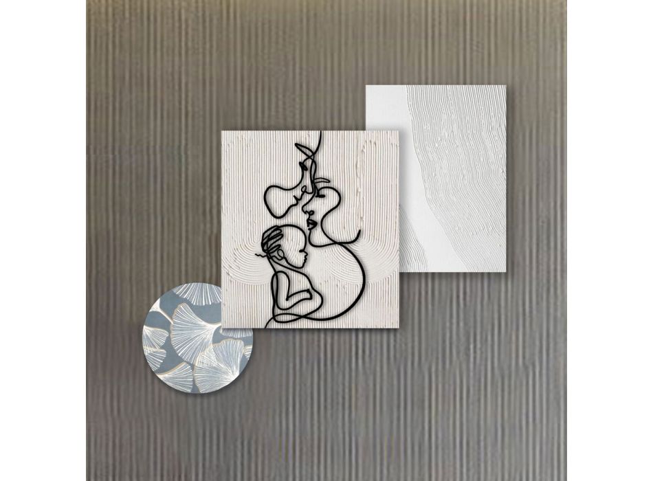 Composición de 3 Paneles con Estilización de Amor Made in Italy - Keina Viadurini