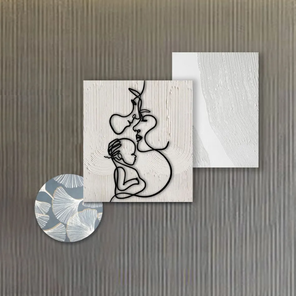 Composición de 3 Paneles con Estilización de Amor Made in Italy - Keina Viadurini