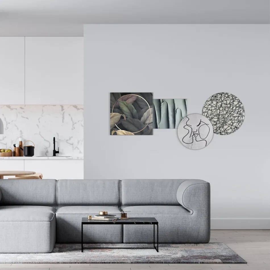 Composición de 4 Paneles con la Estilización del Beso Made in Italy - Kanna Viadurini