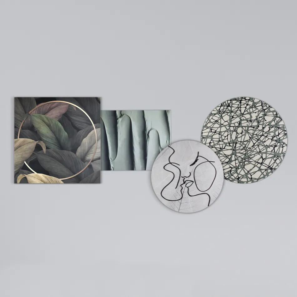 Composición de 4 Paneles con la Estilización del Beso Made in Italy - Kanna Viadurini