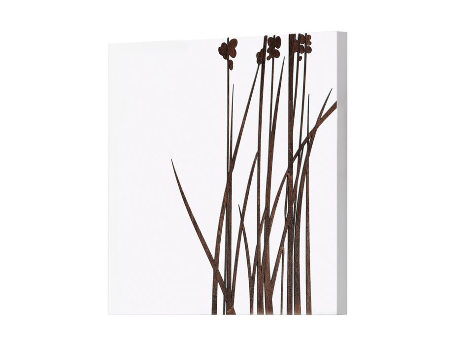 Composición de 4 Paneles con Hortensias, Allium y Thypha Made in Italy - Cálculo Viadurini