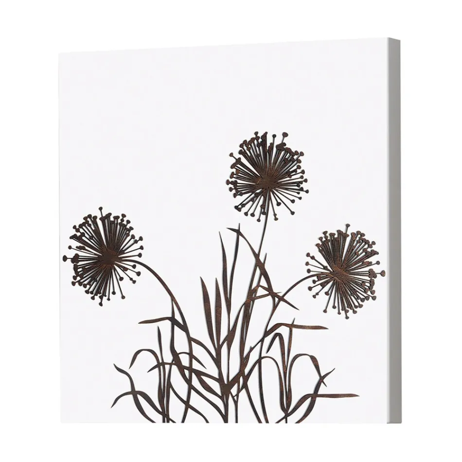 Composición de 4 Paneles con Hortensias, Allium y Thypha Made in Italy - Cálculo Viadurini