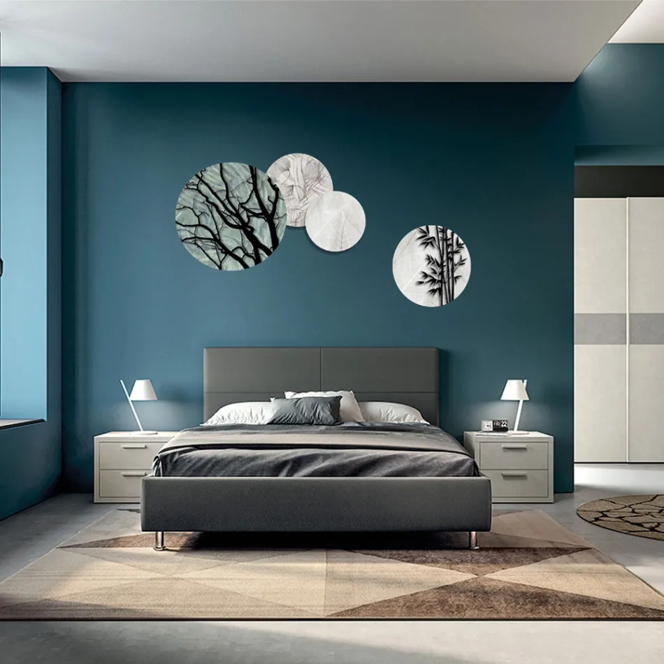 Composición de 4 Paneles Redondos Hechos con Láser Made in Italy - Maeko Viadurini