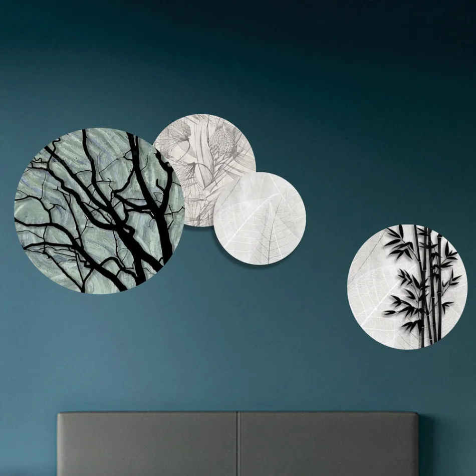 Composición de 4 Paneles Redondos Hechos con Láser Made in Italy - Maeko Viadurini