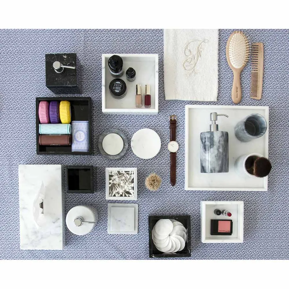 Composición de accesorios de baño de mármol hecho en Italia, 4 piezas - Deano Viadurini