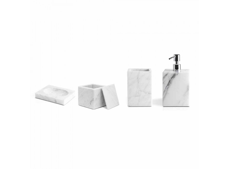 Composición de accesorios de baño de mármol hecho en Italia, 4 piezas - Deano Viadurini