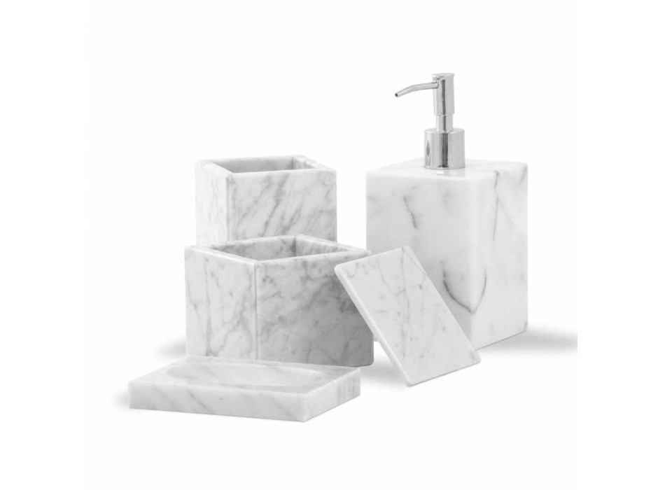 Composición de accesorios de baño de mármol hecho en Italia, 4 piezas - Deano Viadurini