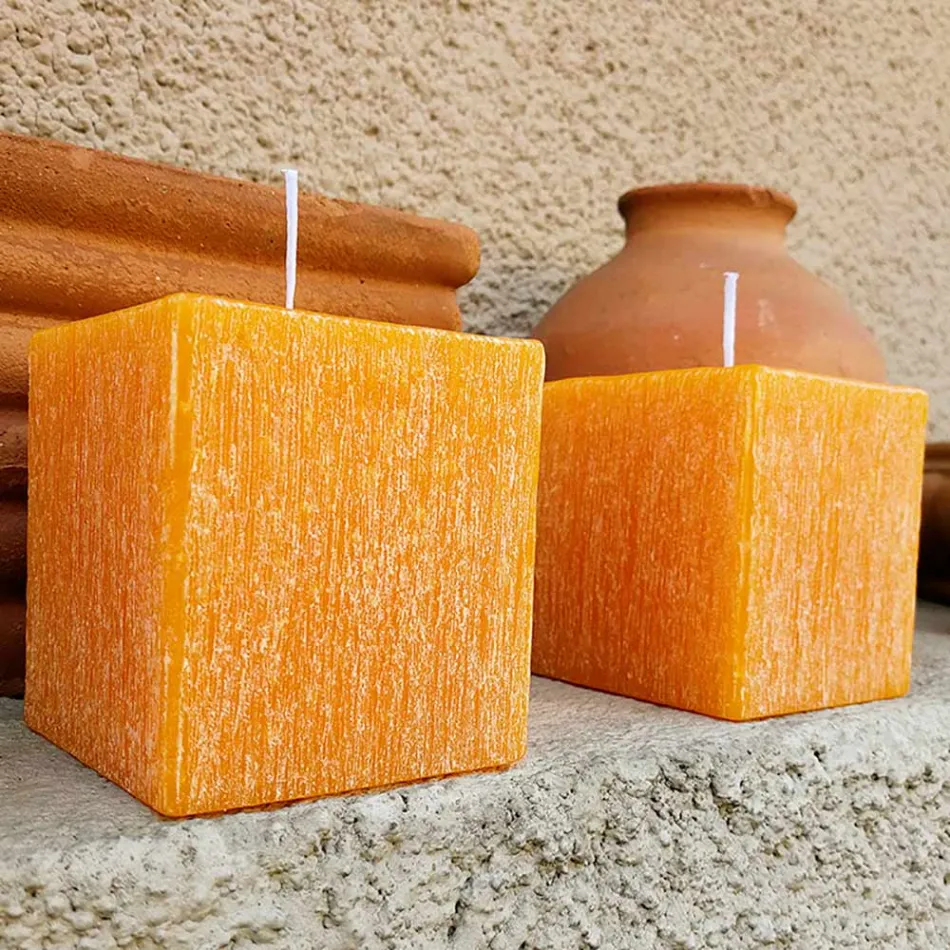 Composición de velas de cera cuadradas Made in Italy, 3 piezas - Mondelle Viadurini