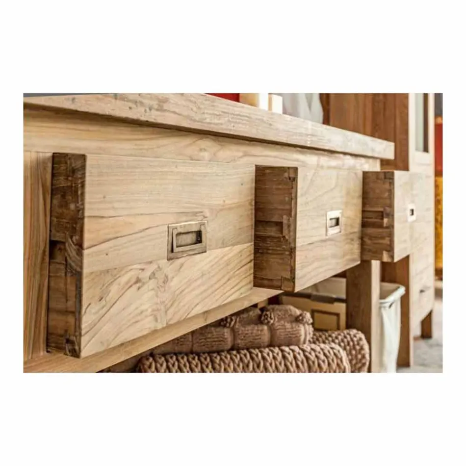 Composición de muebles de baño modernos en madera maciza de teca - Orinal Viadurini