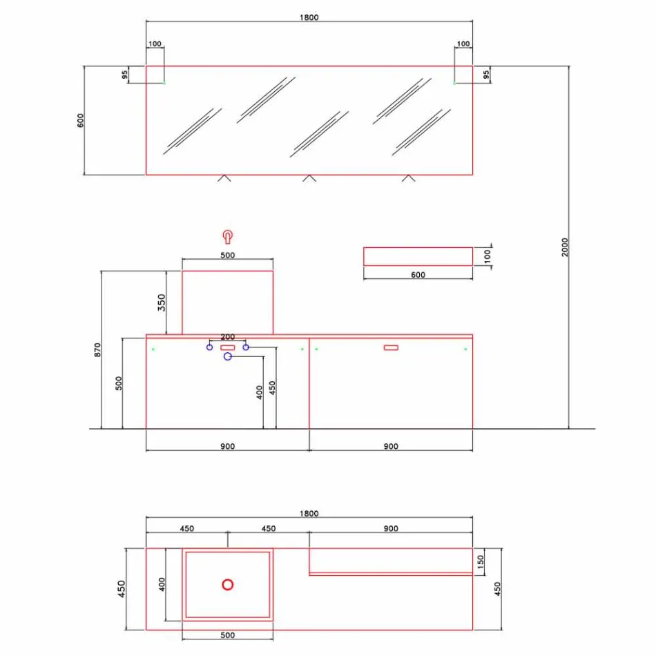 Composición de muebles de baño de suelo de diseño moderno - Farart1 Viadurini