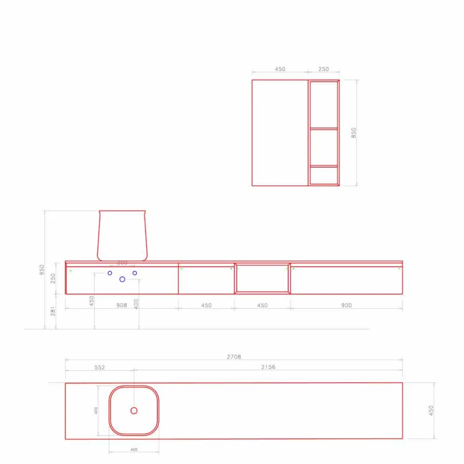 Composición de muebles de baño modernos, diseño suspendido Made in Italy - Callisi6 Viadurini