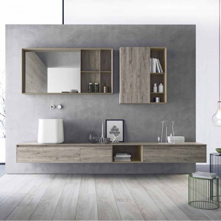 Composición de muebles de baño modernos, diseño suspendido Made in Italy - Callisi6 Viadurini
