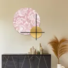 Composición de paneles de madera rosa o verde con flores blancas Made in Italy - Fiji Viadurini