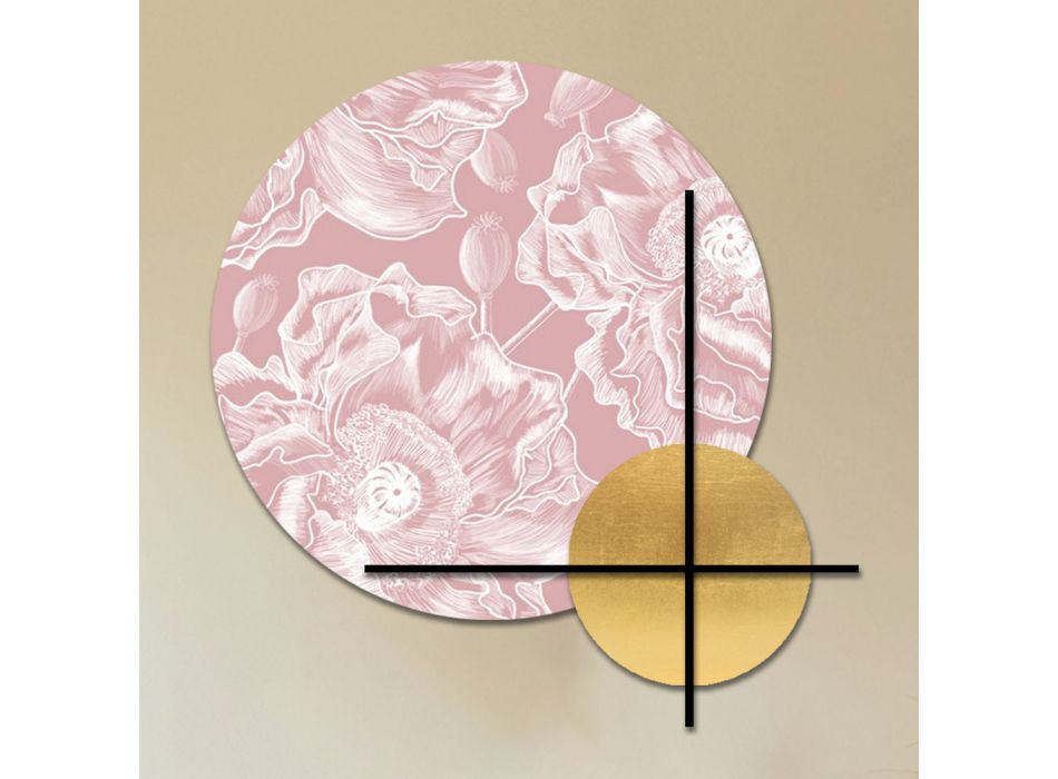 Composición de paneles de madera rosa o verde con flores blancas Made in Italy - Fiji Viadurini