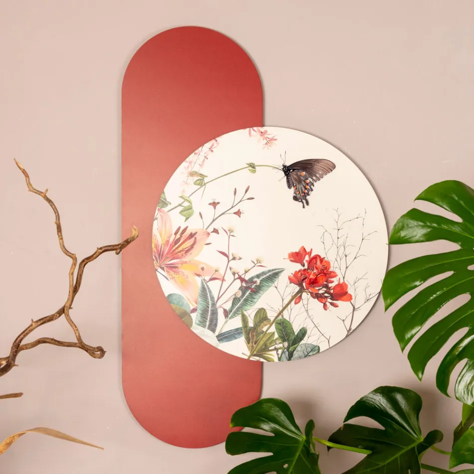 Composición de Cuadros en Madera con Estampados de Mariposas y Flores Hecho en Italia - Ecuador Viadurini