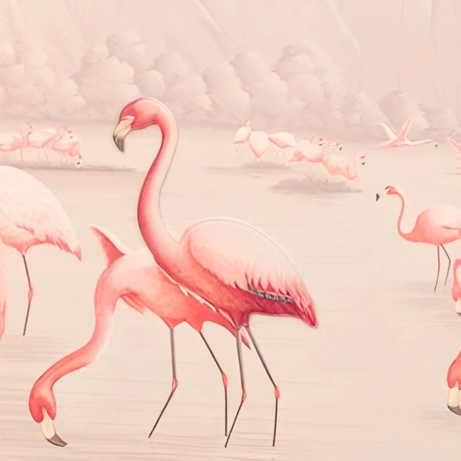 Composición de Cuadros de Madera con Estampado de Flamencos Made in Italy - Bahamas Viadurini