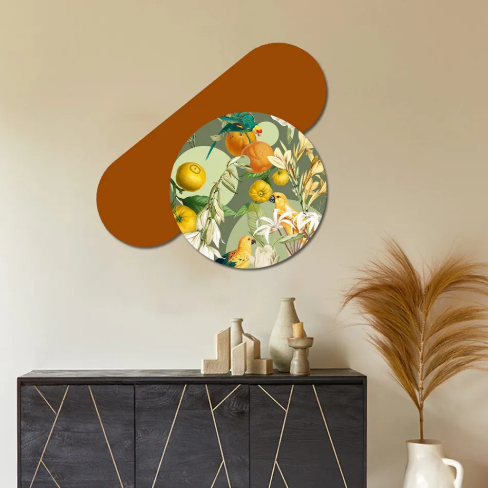 Composición de Cuadros en Madera con Estampado de Loros Made in Italy - Egipto Viadurini