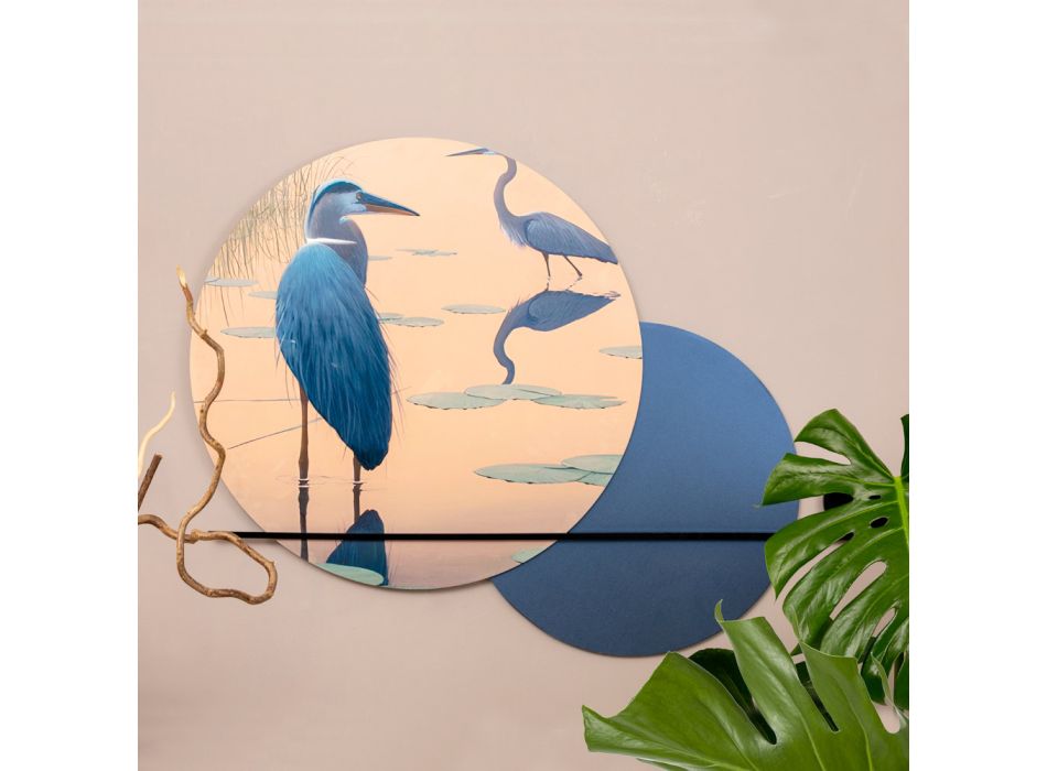 Composición de Cuadros en Madera con Estampado de Aves Made in Italy - Belice Viadurini
