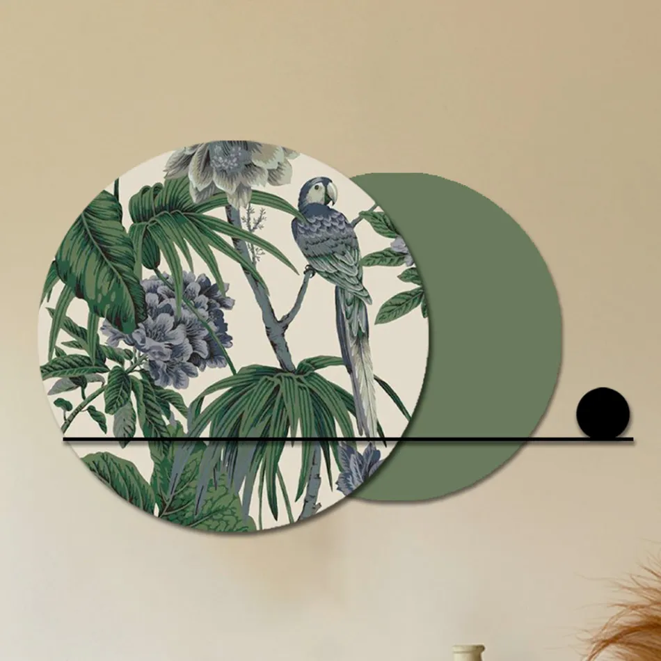 Composición de cuadros en madera con estampado tropical Made in Italy - Jamaica Viadurini