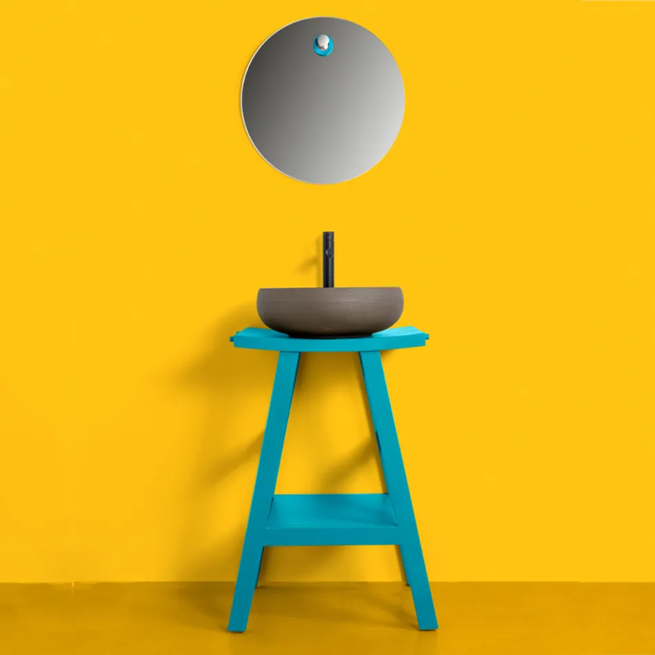 Mueble de Baño Independiente Composición Color Azul con Accesorios - Maryse Viadurini