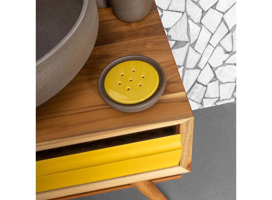 Composición de mueble de baño amarillo con accesorios incluidos - Carolie Viadurini