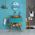 Composición de muebles de baño que incluye accesorios con detalles azules - Carolie