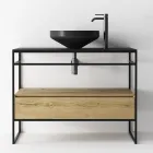 Composición de Mueble de Baño con Lavabo, Base y Espejo Made in Italy - Hoscar Viadurini