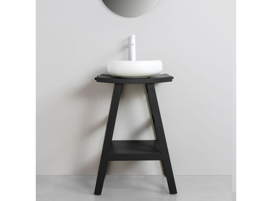 Composición de mueble de baño negro completo con espejo y accesorios - Maryse Viadurini