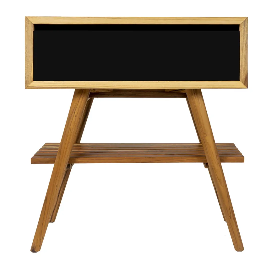 Composición de mueble de baño sobre encimera negro con accesorios incluidos - Carolie Viadurini