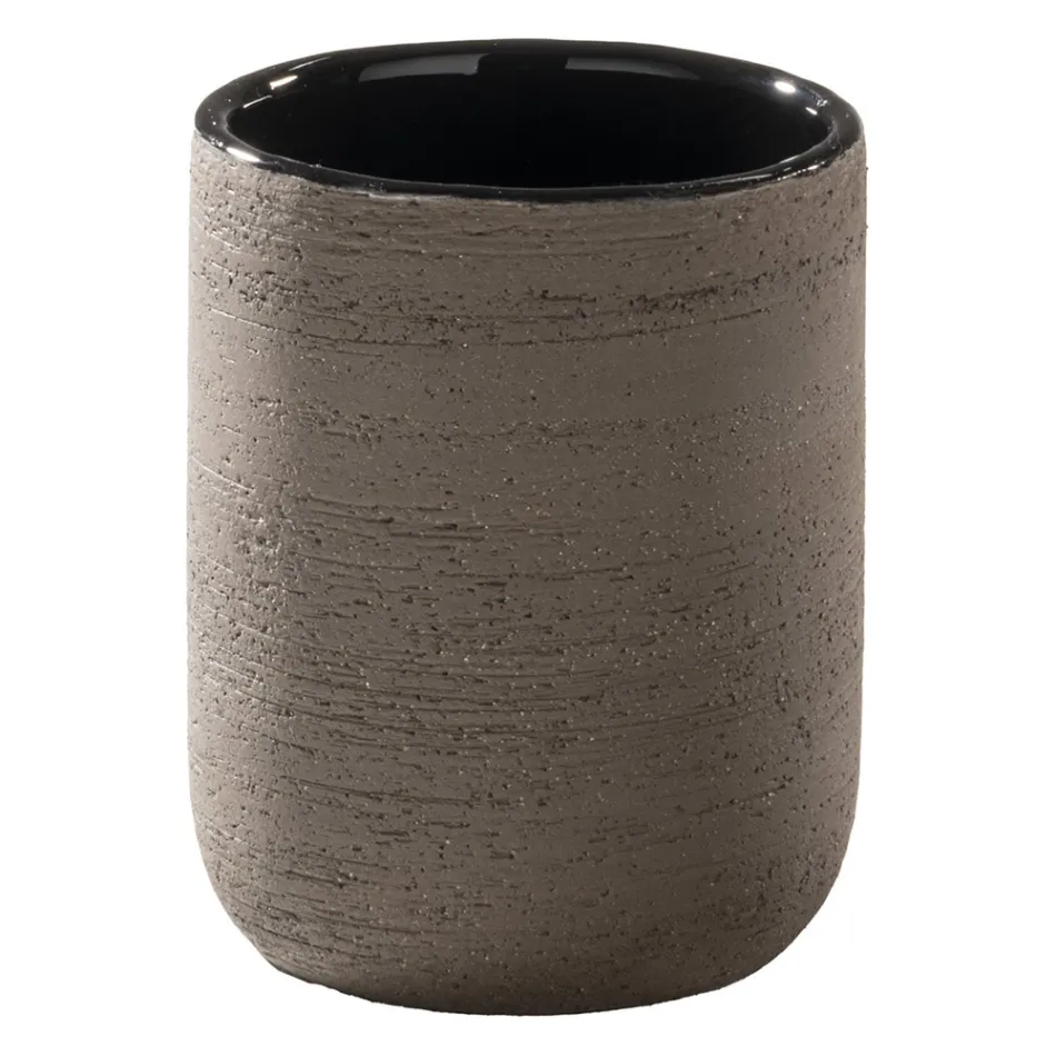 Composición de mueble de baño sobre encimera negro con accesorios incluidos - Carolie Viadurini