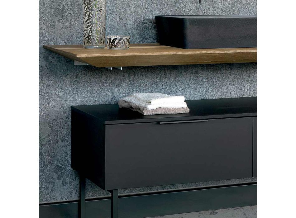 Composición de muebles de baño 150 cm en madera natural de lujo - Alide Viadurini