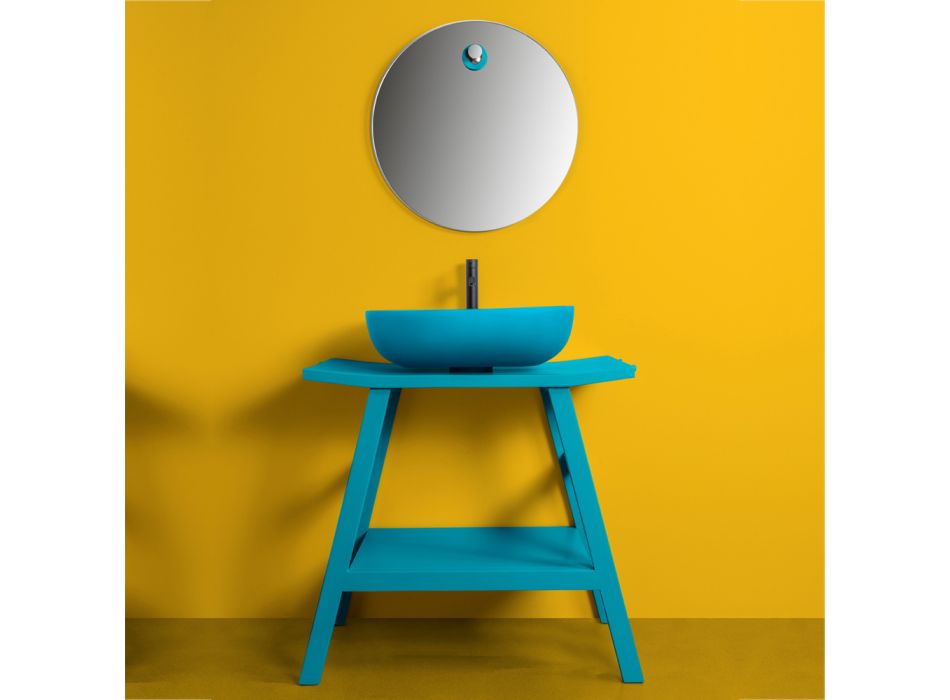 Composición de muebles de baño de pie azul con accesorios de diseño moderno - Patryk Viadurini