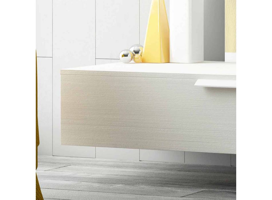 muebles de baño suspendido composición moderna de madera lacada feliz Viadurini